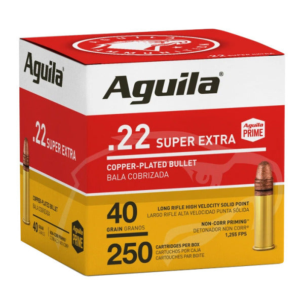 Aguila High Velocity 22 Long Rifle Ammunition 40 Grain Plated Lead Round Nose Box of 250