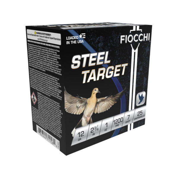 Fiocchi Steel Dove 12 Gauge Ammunition 2-3/4" #7 1 oz 1200 fps Zinc Plated Steel Steel Shot Box of 25