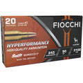 Fiocchi Hyperformance 243 Winchester Ammunition 90 Grain Swift Scirocco II Polymer Tip Box of 20