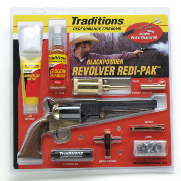Traditions 1851 Navy Redi-Pak Muzzle Loading Revolver Kit 44 Caliber with Brass Frame Walnut