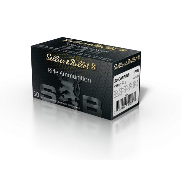 Sellier & Bellot 30 M1 Carbine Ammunition 110 Grain Full Metal Jacket Box of 50
