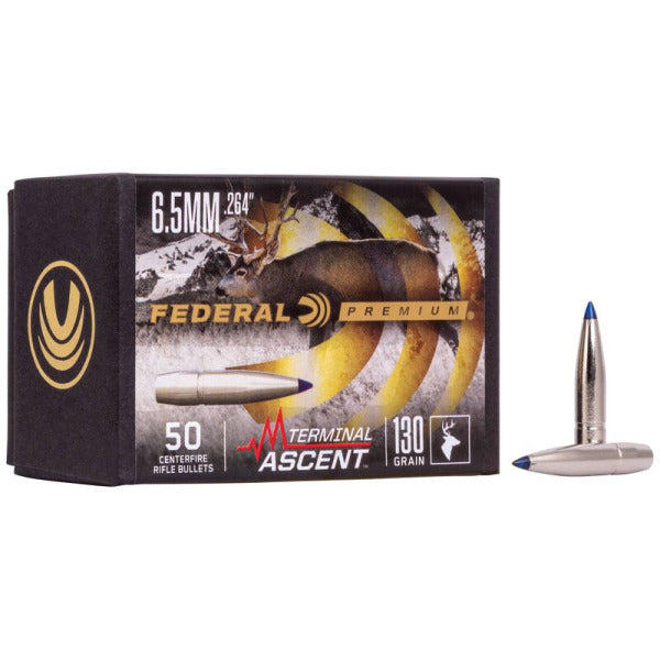 Federal Premium Terminal Ascent 264 Caliber, 6.5mm (.264 Diameter) Bullets 130 grain Polymer Tip Box of 50