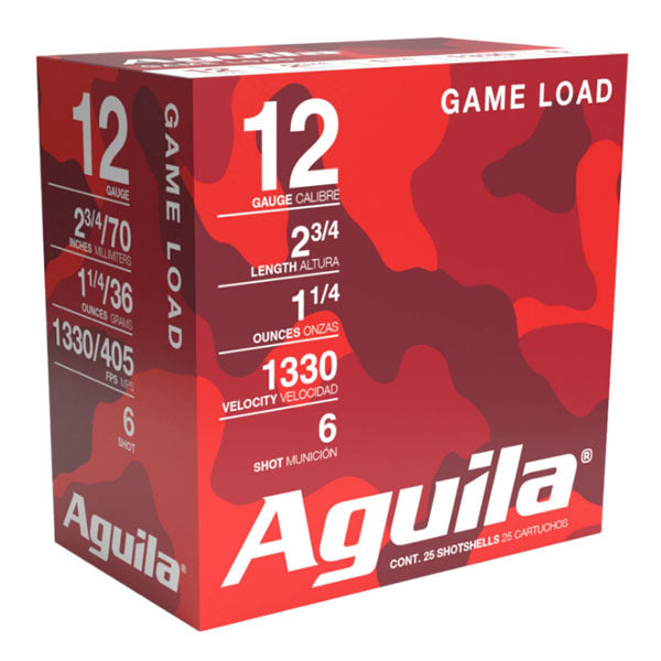 Aguila Game Load 12 Gauge Ammunition 2-3/4" #6 1-1/4 oz 1330 fps Box of 25