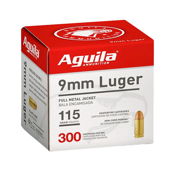 Aguila 9mm Luger Ammunition 115 Grain Full Metal Jacket Box of 300
