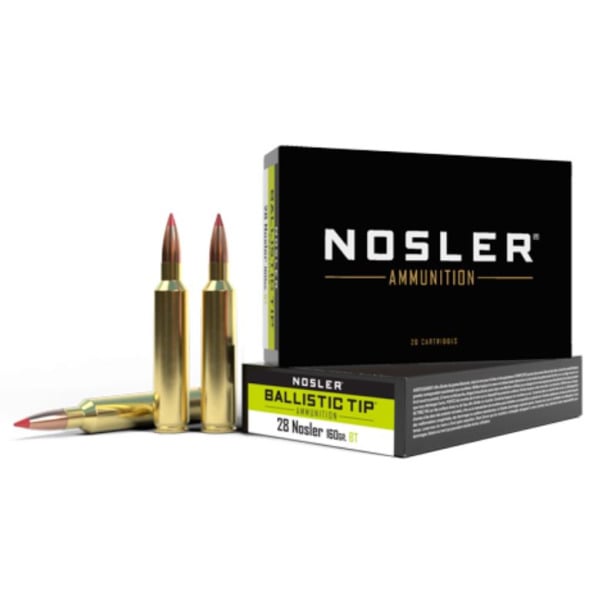 Nosler Ballistic Tip 28 Nosler Ammunition 160 Grain Polymer Tip Box of 20