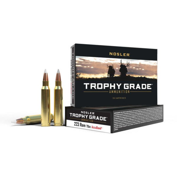 Nosler Trophy Grade 223 Remington Ammunition 70 Grain AccuBond Polymer Tip Box of 20