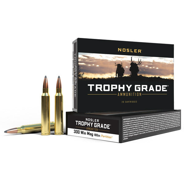 Nosler Trophy Grade 300 Winchester Magnum Ammunition 180 Grain Partition Polymer Tip Box of 20