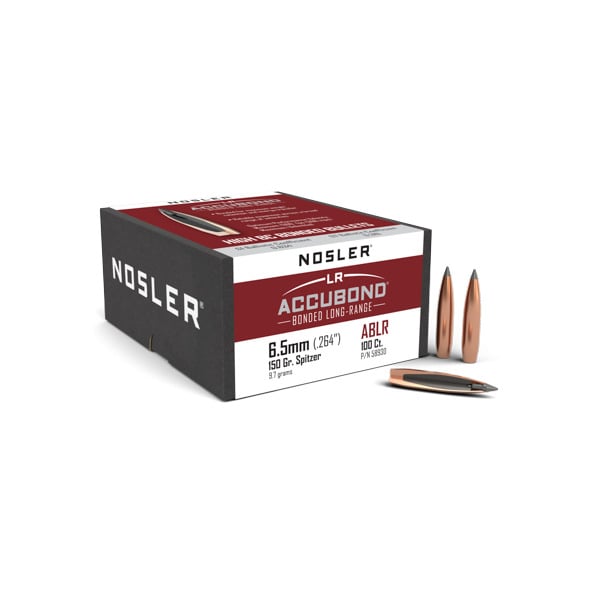 Nosler AccuBond Long Range 264 Caliber, 6.5mm (.264 Diameter) Bullets 150 grain Bonded Polymer Tip Box of 100
