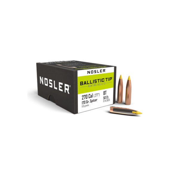 Nosler Ballistic Tip 277 Caliber, 6.8mm (.277 Diameter) Bullets 170 grain Polymer Tip Box of 50