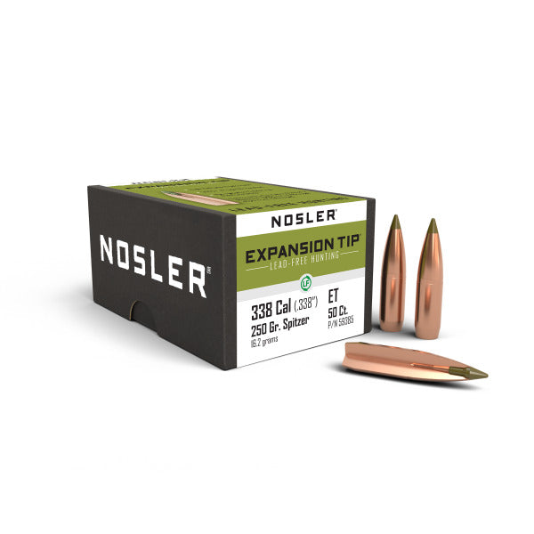 Nosler E-Tip 338 Caliber (.338 Diameter) Bullets 250 grain Polymer Tip Box of 50