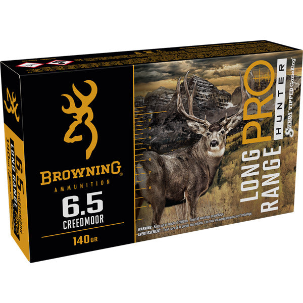 Browning Long Range Pro Hunter 6.5 Creedmoor Ammunition 130 Grain Sierra Tipped GameKing Polymer Tip Box of 20