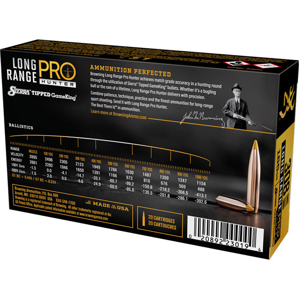 Browning Long Range Pro Hunter 308 Winchester Ammunition 165 Grain Sierra Tipped GameKing Polymer Tip Box of 20