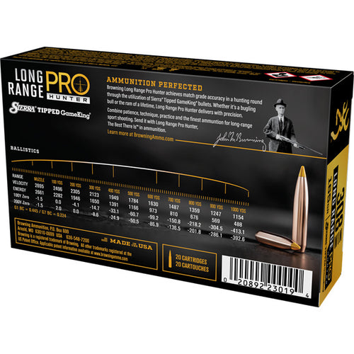 Browning Long Range Pro Hunter 308 Winchester Ammunition 165 Grain Sierra Tipped GameKing Polymer Tip Box of 20