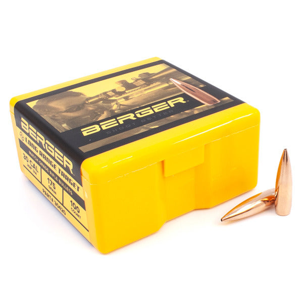Berger Target 30 Caliber (.308 Diameter) Bullets 175 grain Boat Tail Hollow Point Box of 100