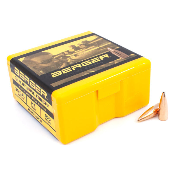 Berger Target 30 Caliber (.308 Diameter) Bullets 115 grain Jacketed Hollow Point Box of 100