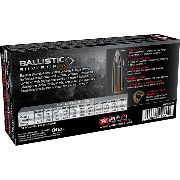 Winchester 6.8 Western Ammunition 170 Grain Ballistic Silvertip Polymer Tip Box of 20