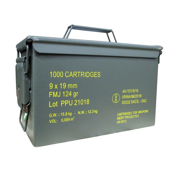 Prvi Partizan 9mm Luger Ammunition 124 Grain Full Metal Jacket Can of 1000