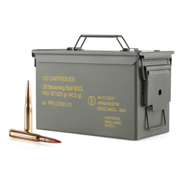 Prvi Partizan Rangemaster 50 BMG (12.7x99mm NATO) Ammunition 625 Grain Full Metal Jacket Can of 120