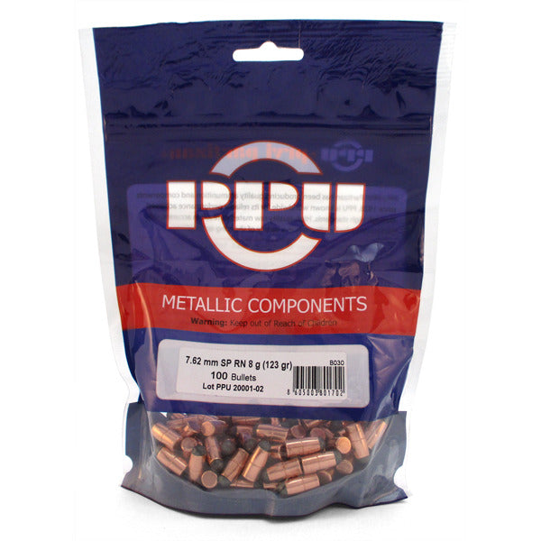 Prvi Partizan .310 Diameter Bullets 123 grain Round Nose Soft Point Bag of 100