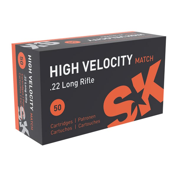SK High Velocity Match 22 Long Rifle Ammunition 40 Grain Lead Round Nose Box of 50