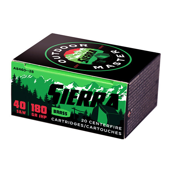 Sierra Outdoor Master 40 S&W Ammunition 180 Grain Jacketed Hollow Point Box of 20