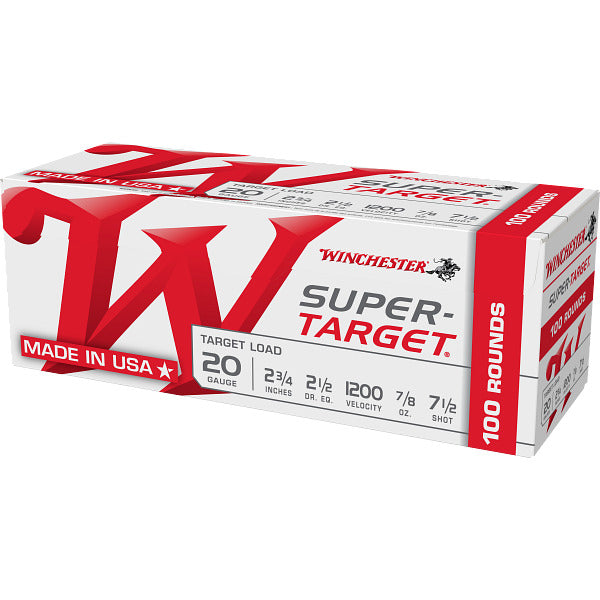 Winchester Super-Target 20 Gauge Ammunition 2-3/4" #7.5 7/8 oz 1200 fps Case of 200