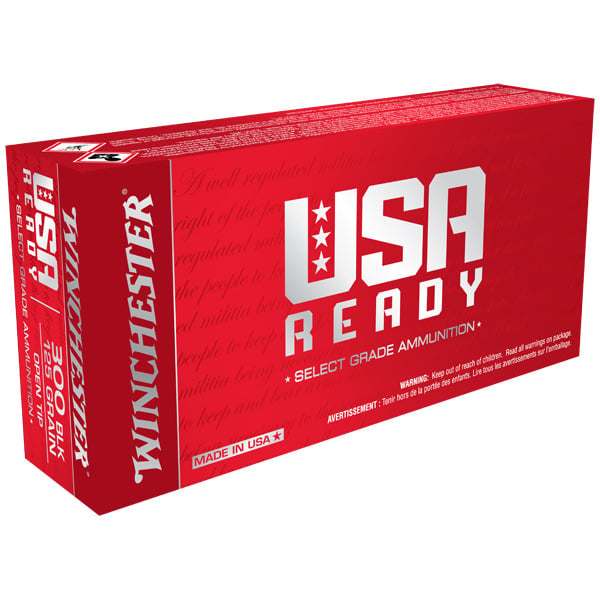 Winchester USA Ready 300 AAC Blackout (7.62x35mm) Ammunition 125 Grain Full Metal Jacket Box of 20