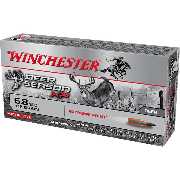 Winchester Deer Season 6.8mm Remington SPC Ammunition 120 Grain Extreme Point Polymer Tip Box of 20