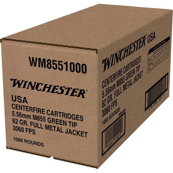 Winchester White Box 5.56x45mm NATO Ammunition 62 Grain Full Metal Jacket Box of 1000