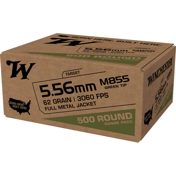 Winchester White Box 5.56x45mm NATO Ammunition 62 Grain Full Metal Jacket Box of 500