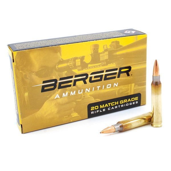 Berger Match Grade 223 Remington Ammunition 73 Grain Target Jacketed Hollow Point Box of 20