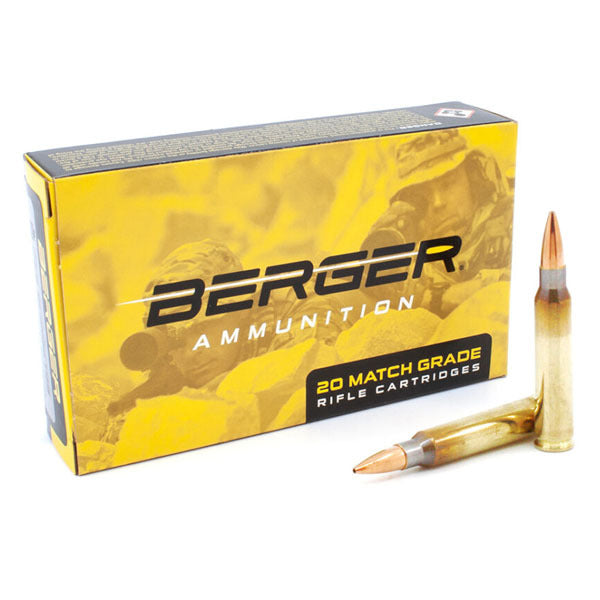 Berger 223 Remington Ammunition 77 Grain Open Tip Match Box of 20