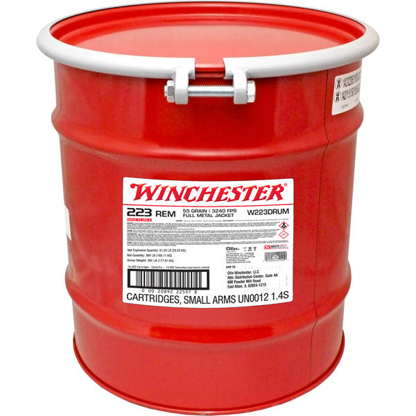 Winchester White Box 223 Remington Ammunition 55 Grain Full Metal Jacket Barrel of 14000