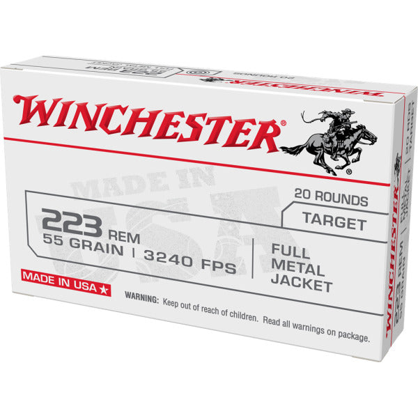 Winchester White Box 223 Remington Ammunition 55 Grain Full Metal Jacket Box of 20