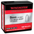 Winchester 9mm (.355 Diameter) Bullets 124 grain Full Metal Jacket Box of 10