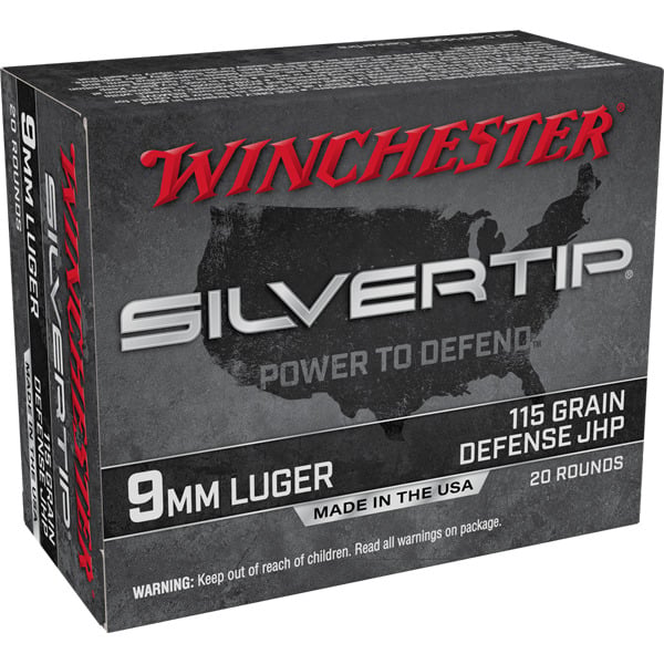 Winchester Silvertip 9mm Luger Ammunition 115 Grain Jacketed Hollow Point Box of 20