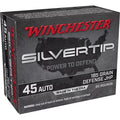 Winchester Silvertip 45 ACP Ammunition 185 Grain Jacketed Hollow Point Box of 20