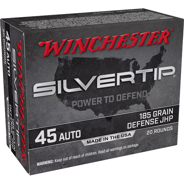 Winchester Silvertip 45 ACP Ammunition 185 Grain Jacketed Hollow Point Box of 20