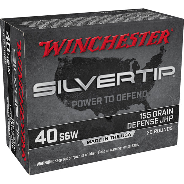 Winchester Silvertip 40 S&W Ammunition 155 Grain Jacketed Hollow Point Box of 20