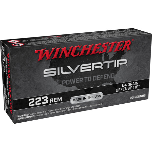 Winchester Silvertip Defense 223 Remington Ammunition 64 Grain Polymer Tip Box of 20