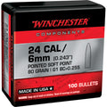 Winchester 243 Caliber, 6mm (.243 Diameter) Bullets 80 grain Pointed Soft Point Box of 10