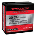 Winchester Power Point 30 Caliber (.308 Diameter) Bullets 150 grain Flat Nose Box of 10