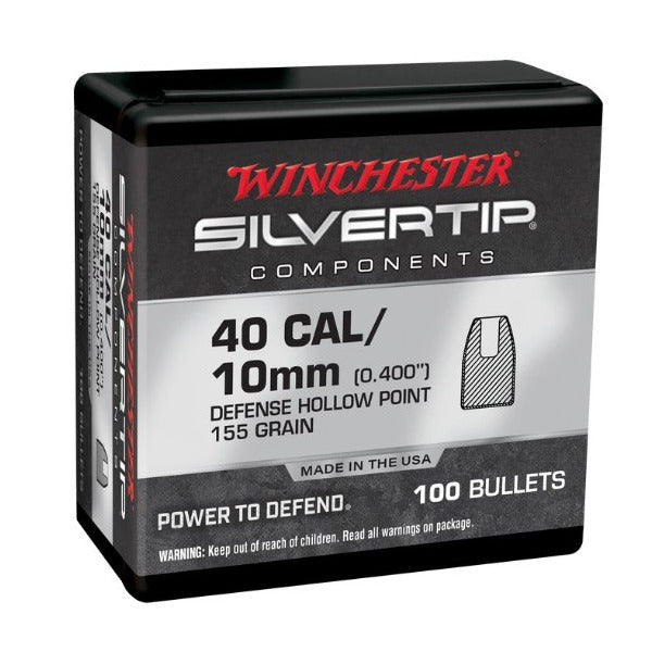 Winchester Silver Tip 40 Caliber/10mm (.400 Diameter) Bullets 155 grain Hollow Point Box of 10