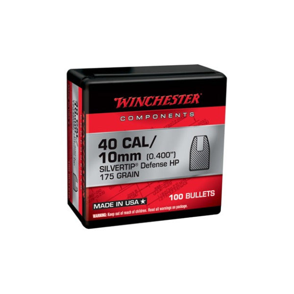 Winchester Silver Tip 40 Caliber/10mm (.400 Diameter) Bullets 175 grain Hollow Point Box of 10