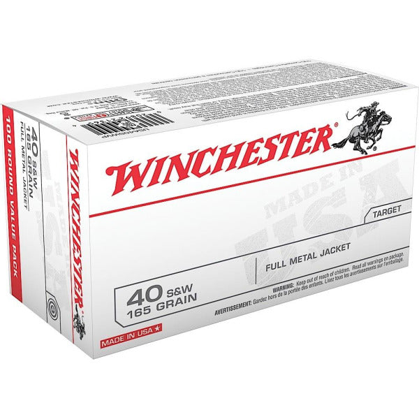 Winchester 40 Caliber/10mm (.400 Diameter) Bullets 165 grain Full Metal Jacket Box of 10