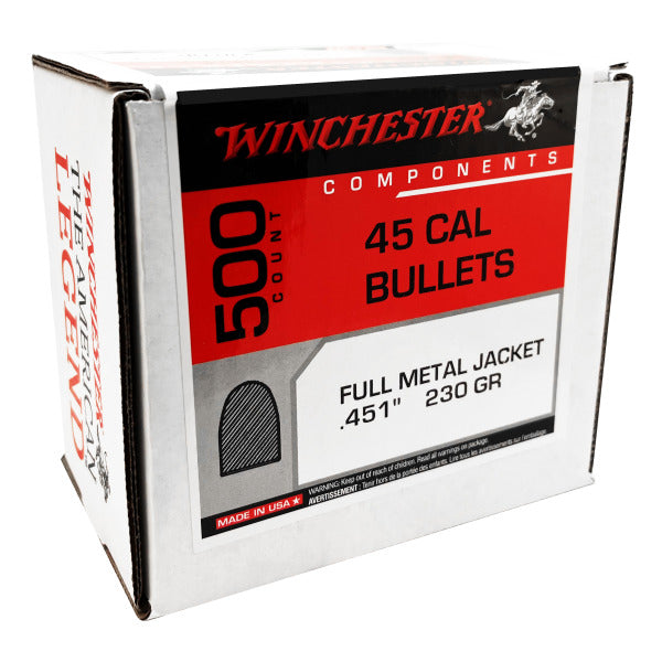 Winchester 45 Caliber (.451 Diameter) Bullets 230 grain Full Metal Jacket Box of 3