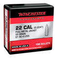 Winchester 22 Caliber (.224 Diameter) Bullets 55 grain Full Metal Jacket Box of 10