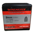 Winchester 9mm (.355 Diameter) Bullets 115 grain Full Metal Jacket Box of 10