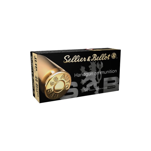 Sellier & Bellot 45 ACP Ammunition 230 Grain Jacketed Hollow Point Box of 50