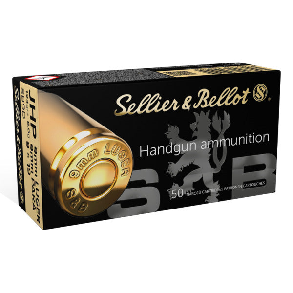 Sellier & Bellot 9mm Luger Ammunition 124 Grain Jacketed Hollow Point Box of 50